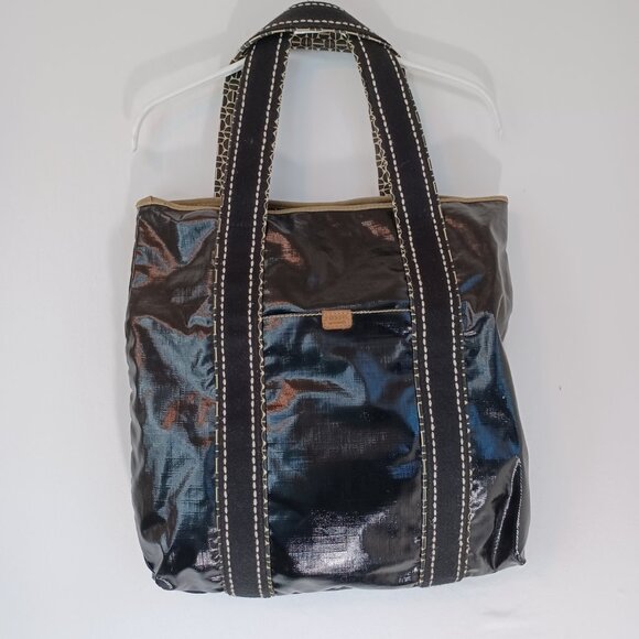 Fossil Key Per Bag Large Black Waxed Canvas Shoulder Tote - Picture 6 of 16